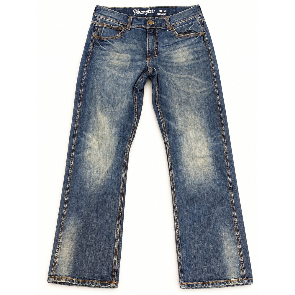 Wrangler Retro Bozeman Men's Jeans 34x34 Slim Straight Stretch Blue WLT88BZ